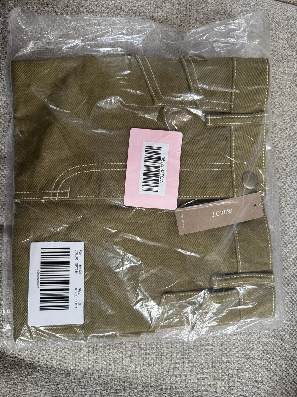 J. Crew Tuscan Olive Utility-pocket mini skirt